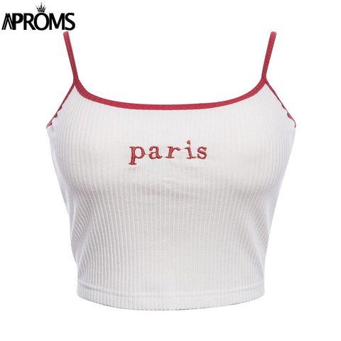 Co Girls Honey Embroidery Camis Women Fashion 2022 Sleeveless Basic Tank Tops Sexy Short Ribbed Tee Cropped Bustier Top