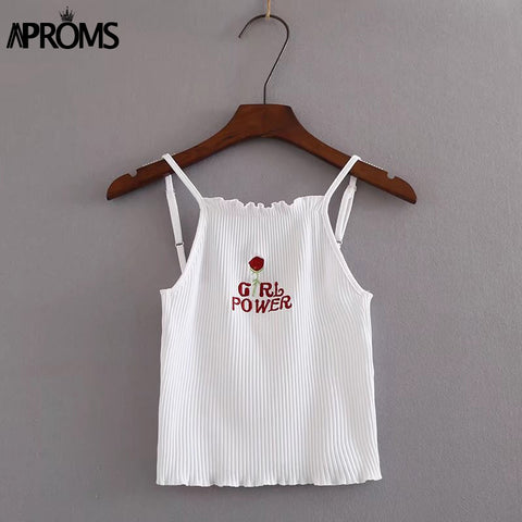 Flower Embroidery Camis Women Fashion 2022 Sleeveless White Basic Tank Tops Co Girls Summer Streetwear Tee Crop Top