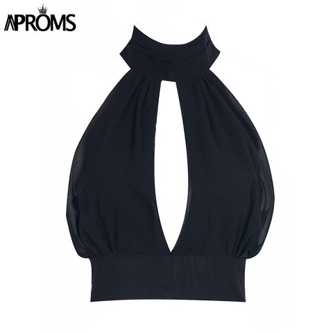 New 2022 Summer Sexy Backless White Lace Women Tank Tops High Neck Elegant Chiffon Halter Tops Pink Tie Bow Crop Top
