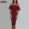Off Shoulder birthday outfits Summer Dress Womens Sexy sleeveless Solid Color Bodycon Dresses Evening Party Vestidos