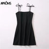 Red Stripe Blocked Summer Mini Dress Elegant Bow Tie Up Shoulder Sundresses Women Slim Fit Ribbed Bodycon Dresses Vestido