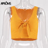 Ribbed Bow Tie Camisole Tank Tops Women Summer Basic Crop Top Streetwear Fashion 2022 Co Girls Cropped Tees Camis
