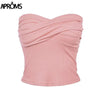 Ruched Elastic TUBE Co Girls Slim Fit Bar Crop Top Female Streetwear Camis 2022 Summer Solid Casual Tank Tops for Women