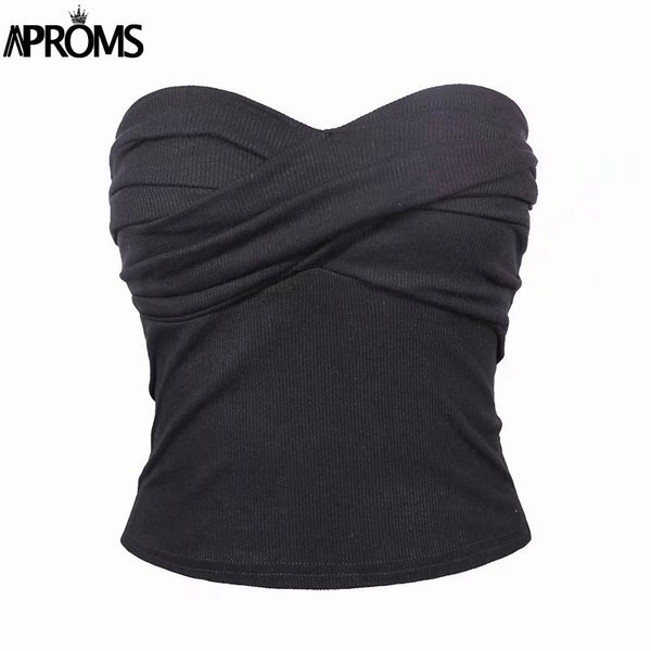 Ruched Elastic TUBE Co Girls Slim Fit Bar Crop Top Female Streetwear Camis 2022 Summer Solid Casual Tank Tops for Women