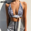 Summer Sexy V Neck Buckle Crop Top Women Vintage Sleeveless Hooks Tank Tops Streetwear Adjustable Bralette Female Tees