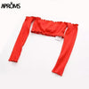 Yellow Off Shoulder Ruffles Tank Top Women Short Tees T-shirt Sexy Elastic Camisole Crop Top Casual 90s Co Party Tops