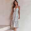 Ardm Elegant Floral Print Ruffle A-Line Holiday Spaghetti Dresses Women 2023 Backless Sleeveless Party Midi Dress Beach Vestidos