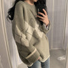 Argyle Knitted Sweater Women Oversized Pullovers Winter Long Sleeve Jumper Ladies Vintage Plaid Sweaters Streetwear Couples