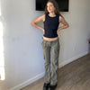 Army Green Low Rise Jeans Women Vintage Cargo Pants Straight Retro Pocket Denim Trousers Female Autumn Street Clothes