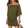 Army green Slash Neck Women Mini Dress 2022 Summer Style Off Shoulder Sexy Dresses Vestidos Black White Beach Casual Dress