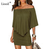 Army green Slash Neck Women Mini Dress 2022 Summer Style Off Shoulder Sexy Dresses Vestidos Black White Beach Casual Dress