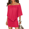 Army green Slash Neck Women Mini Dress 2022 Summer Style Off Shoulder Sexy Dresses Vestidos Black White Beach Casual Dress