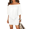 Army green Slash Neck Women Mini Dress 2022 Summer Style Off Shoulder Sexy Dresses Vestidos Black White Beach Casual Dress