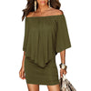 Army green Slash Neck Women Mini Dress 2022 Summer Style Off Shoulder Sexy Dresses Vestidos Black White Beach Casual Dress