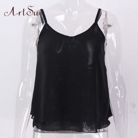 Chiffon Tank Top Women 2022 Summer Sleeveless Shirt Sexy V-neck Cami Casual Female Tops Plus Size Vest Clothing LDVE60008