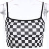 Sexy Plaid Cropped Top 2022 Summer Sleeveless Black Tank Tops Tees Checkerboard Camis Streetwear Workout ASVE20257