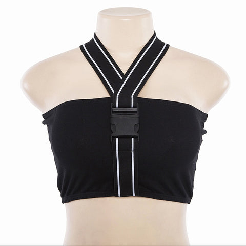 Women Summer Clothes Halter Neck Top Black White Strapless Backless Sexy Streetwear Punk Bralette Crop Top Camis ASVE20293