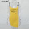 Black Letter Embroidery Bodycon Sexy Summer Dress 2022 Spaghetti Strap Backless Women Pencil Mini Dress Casual Dresses