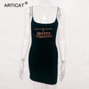 Black Letter Embroidery Bodycon Sexy Summer Dress 2022 Spaghetti Strap Backless Women Pencil Mini Dress Casual Dresses