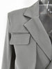 Articat Gray Double Layer Bandage Slim Blazer Women Long Sleeve Pocket Short Jacket Female Notched Collar Outwear Tops 2023 New