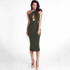 Hollow Out Party Bodycon Bandage Dress Women 2022 Off Shoulder Choker Long Pencil Dress Sexy Backless Split Winter Dress