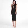 Hollow Out Party Bodycon Bandage Dress Women 2022 Off Shoulder Choker Long Pencil Dress Sexy Backless Split Winter Dress