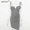 Plaid Spghetti Strap Sexy Women Summer Dress 2022 Vestdiso Sleeveless Bow Belt Bodycon Beach Dress Casual Party Dresses