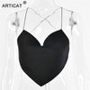 Articat Solid Satin Backless Tank Tops For Women Sexy Clubwear Crop Top Female Slim Bandage Bustier Short Casual Vest Ladies