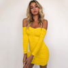 Women Autumn Winter Bandage Dress Women 2022 Sexy Off Shoulder Long Sleeve Slim Elastic Bodycon Party Dresses Vestidos