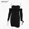 Women Autumn Winter Bandage Dress Women 2022 Sexy Off Shoulder Long Sleeve Slim Elastic Bodycon Party Dresses Vestidos