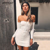 Women Autumn Winter Bandage Dress Women 2022 Sexy Off Shoulder Long Sleeve Slim Elastic Bodycon Party Dresses Vestidos