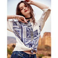 2022 Autumn New Women Vintage Print Full Sleeve Turn-down Collar Single Breasted Blouse Shirts SA11389C