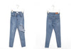 Asymmetry Waist Ripped Jeans Woman Streetwear Elastic High Waisted Denim Pencil Pants Woman Korean Skinny Jeans Female Clothes