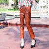 Autumn 2022 Genuine Leather Pants Women's Elastic Waist Solid Color Commuter Sheepskin Pants