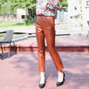 Autumn 2022 Genuine Leather Pants Women's Elastic Waist Solid Color Commuter Sheepskin Pants