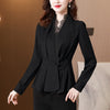 Autumn 2023 Women Blazer jacket Elegant Slim Patchwork Lace Suit Blazer V-neck Long Sleeve Single Button Office lady shirt