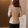 Autumn 2023 Women Blazer jacket Elegant Slim Patchwork Lace Suit Blazer V-neck Long Sleeve Single Button Office lady shirt