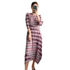 Autumn 2022 plaid print long dress women Miyak fold plus size loose three-quarter sleeve round neck dress