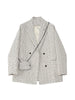 Autumn 2023 Women Tweed White Plaid With Bag Suit Oversized Blazer Lapel Notched Long Sleeve Loose Fit Jacket Female