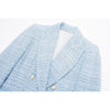 Autumn 2023 Women Textured Double Breasted Blazer Lapel Long Sleeve Outerwear Female Sky Blue Tops HH7105