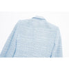 Autumn 2023 Women Textured Double Breasted Blazer Lapel Long Sleeve Outerwear Female Sky Blue Tops HH7105