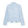 Autumn 2023 Women Textured Double Breasted Blazer Lapel Long Sleeve Outerwear Female Sky Blue Tops HH7105