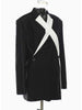 Autumn 2023 Women Topstitched Cross Big Size Blazer Lapel Long Sleeve Loose Fit Jacket Tide GF440