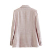 Autumn 2023 Women White Tweed Double Breasted Blazer Lapel Long Sleeve Outerwear Female Casual Tops CD8660