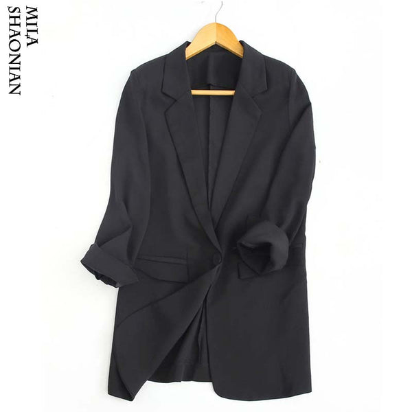 Autumn 5 colors women Causal Suit Solid Blazers Single Breasted Office Ladies Notched Blazer with Pockets Pink Black Coat New