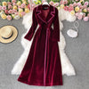 Autumn And Winter Black Velvet Blazer Dress Long Over The Knee Temperament Maxi Windbreaker Jacket Women Slim Coat M1180