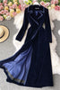 Autumn And Winter Black Velvet Blazer Dress Long Over The Knee Temperament Maxi Windbreaker Jacket Women Slim Coat M1180