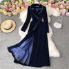 Autumn And Winter Black Velvet Blazer Dress Long Over The Knee Temperament Maxi Windbreaker Jacket Women Slim Coat M1180