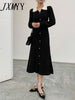 Autumn And Winter Chic High Elegant Temperament Long Skirt Black Long-Sleeved Knitted Bottoming Dress Women's Clothing