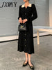 Autumn And Winter Chic High Elegant Temperament Long Skirt Black Long-Sleeved Knitted Bottoming Dress Women's Clothing